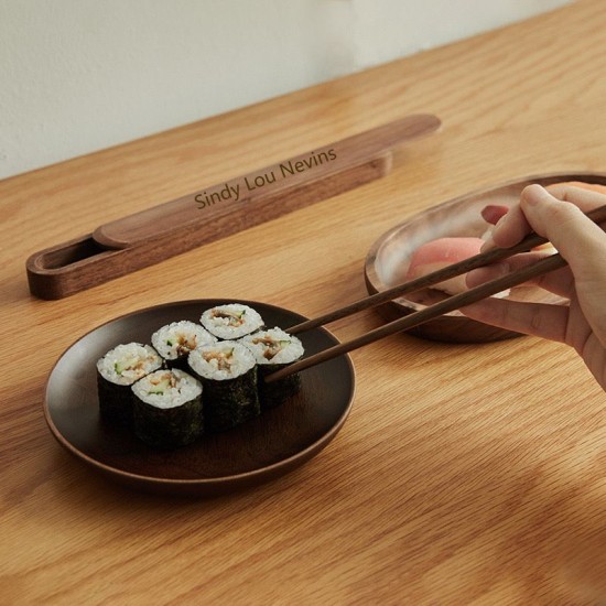 Japanese style portable walnut lacquer chopsticks engrave