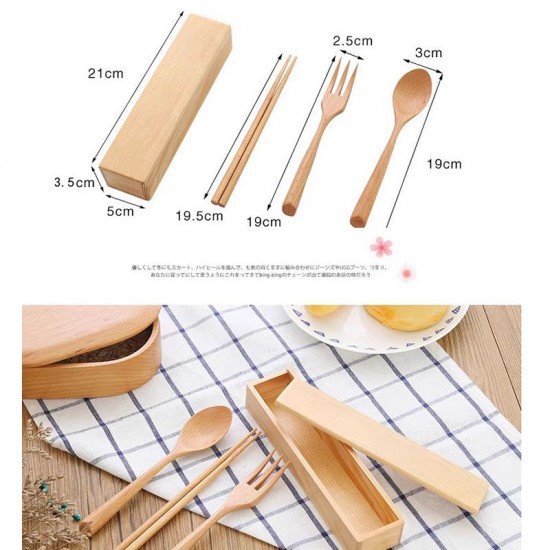 engrave chopsticks fork spoon box set made by beech wood